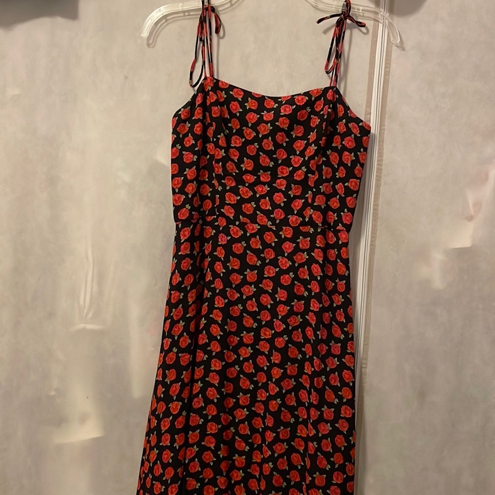 Reformation Black Midi Dress with Red Floral Pattern - Picture 10 of 10